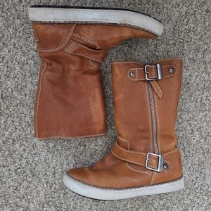 UGG Andra Mid-Calf‎ Pebbled Leather and Shearling Side Zip Boots WOMENS SZ 6